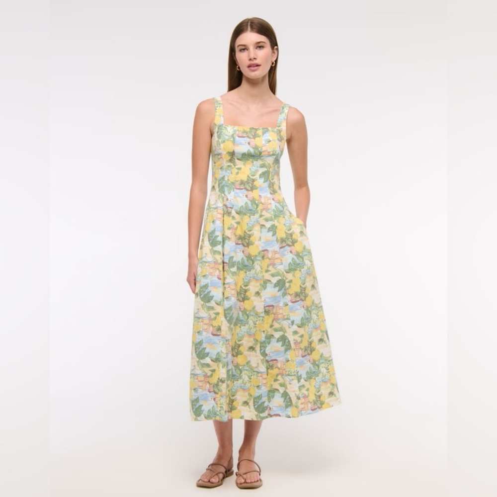 Abercrombie & Fitch Yellow Floral Midi Dress